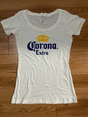 🍺 Corona Extra Shirt Womens MEDIUM Beer Classic Logo White T-Shirt Summer NWT